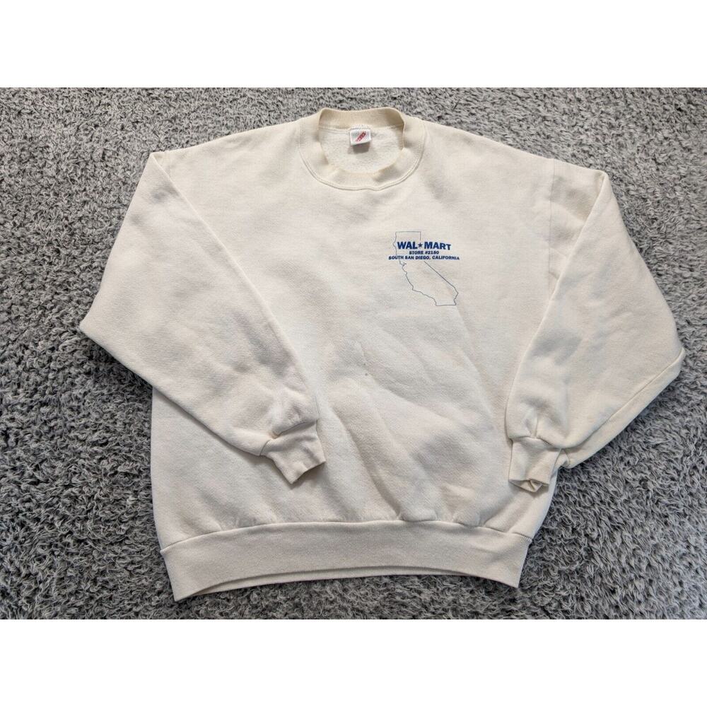 Vintage Wal Mart Sweatshirt Adult Large White Pullover Store 2150 San Diego 90s